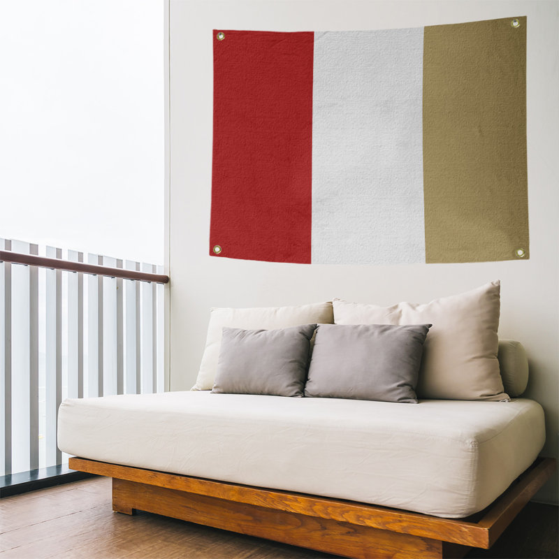 Tapisserie de polyester san francisco, H 50 po x l 59 po, Rouge / blanc / or