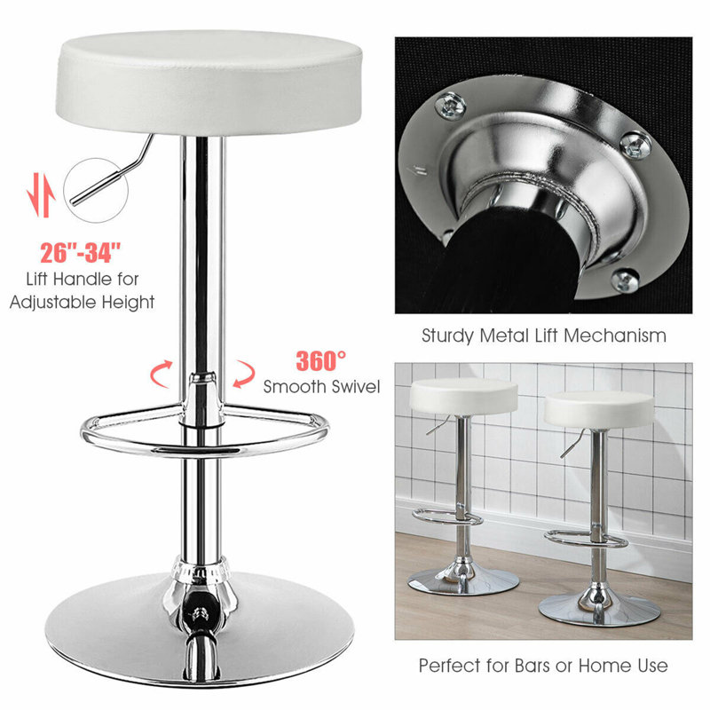 Tabouret de bar pivotant à hauteur ajustable Dawer, Blanc, 1