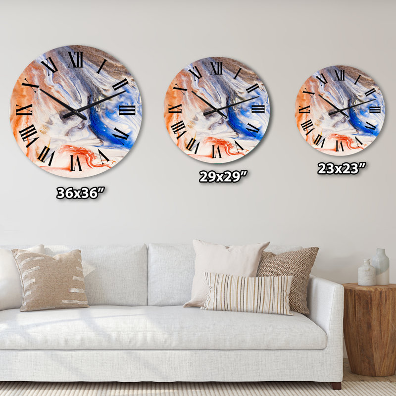 Horloge murale orange et bleue, Moyen