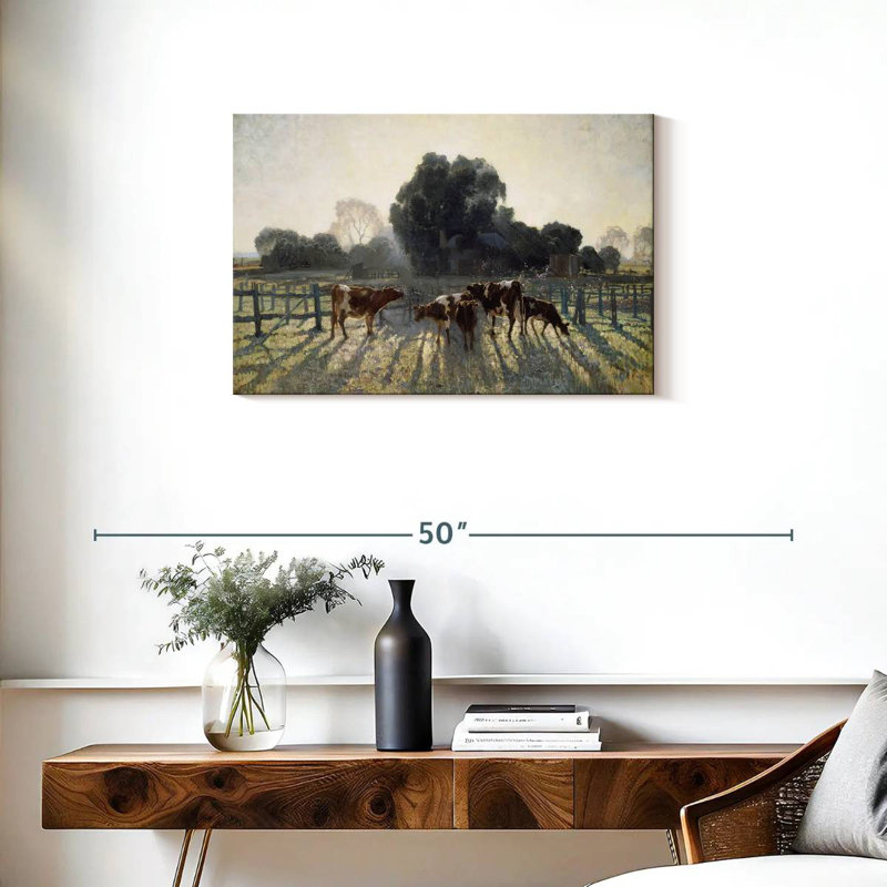 Pasture Grazing Cows, 20" H x 30" W