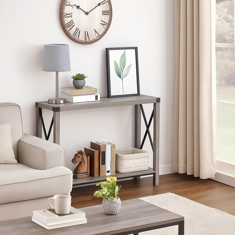Ceianne 39.4" Console Table with Storage Shelf, Gray