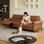 Canapé modulaire orange en similicuir-129381388