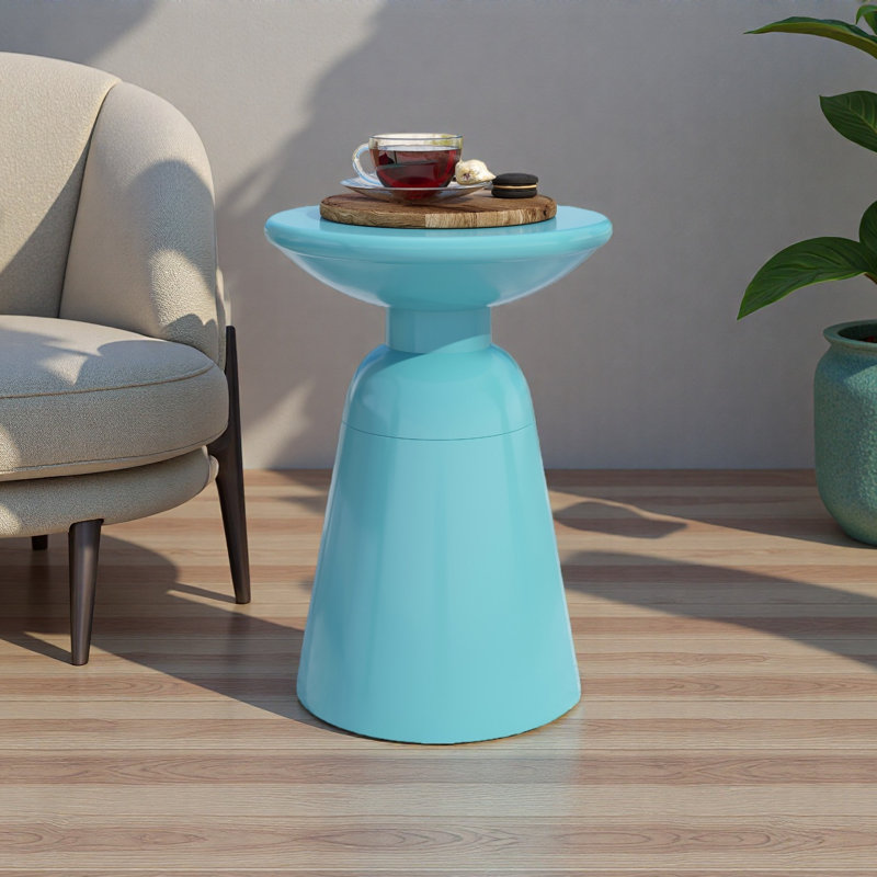 Outdoor Metal End Table -Large, Teal