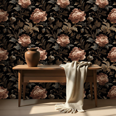 Papier peint auto-adhésif à motif floral de vigne auto-adhésif et amovible 17,7 po x 118 po (45 x 300 cm)