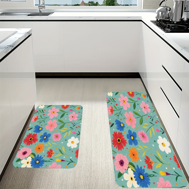Ensemble de 2 tapis de cuisine vibrants et mélangés