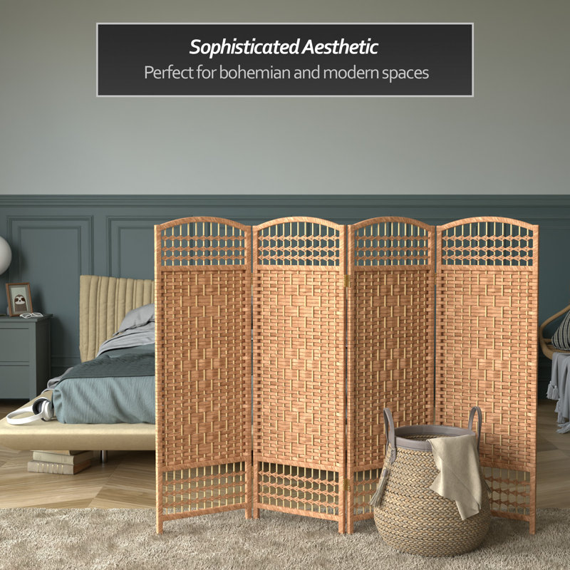 47.25" x 48" Fiber Weave 3 Panel Room Divider, 4 Panel, Natural