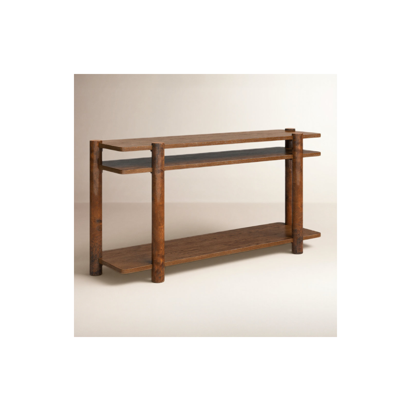 Hepburn 3 Shelf Wood Console Table, Medium Oak