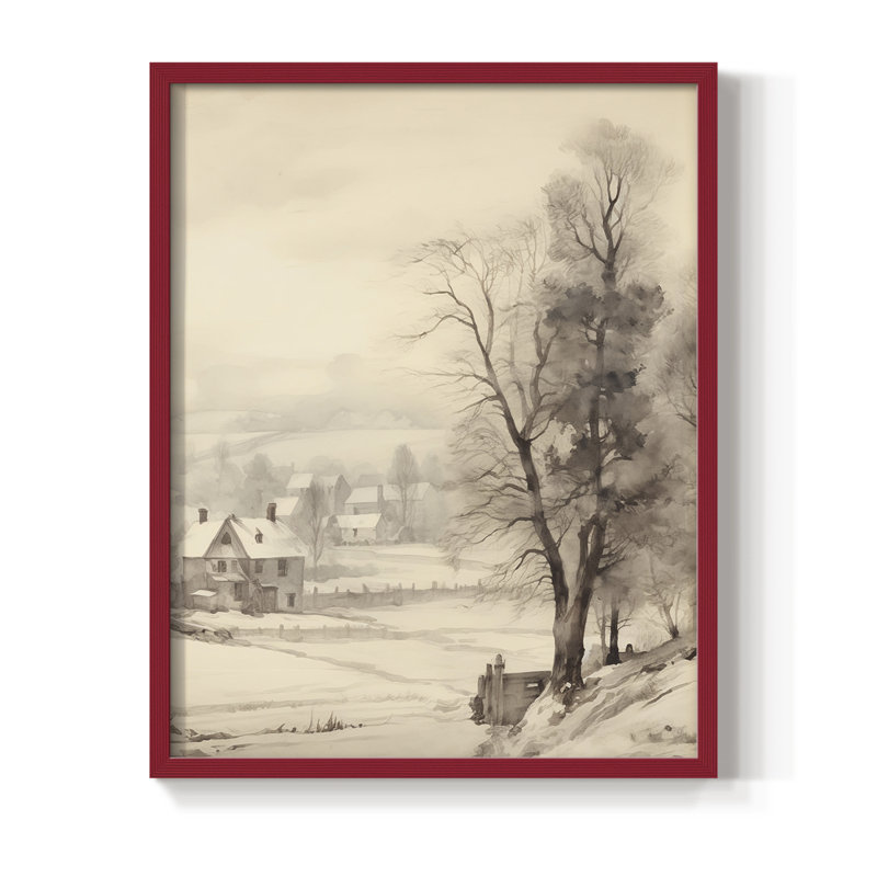 Reproduction encadrée de paysage rétro Vintage - bois massif, H 11 po x l 9 po, Rouge