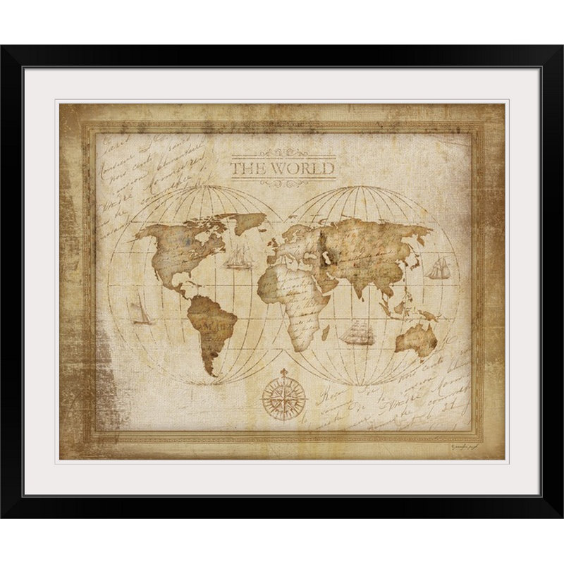 « world map » par jennifer pugh, impression, Cadre noir, H 20 po x l 23 po x P 1 po