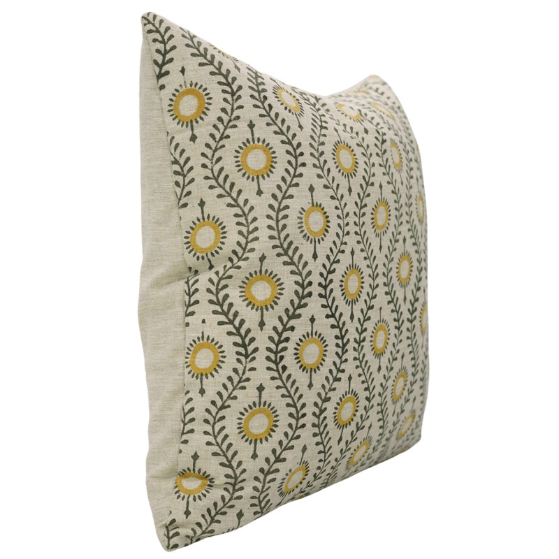 Coussin décoratif en coton imprimé à la main Fab divine Artisan, H 24 po x l 24 po