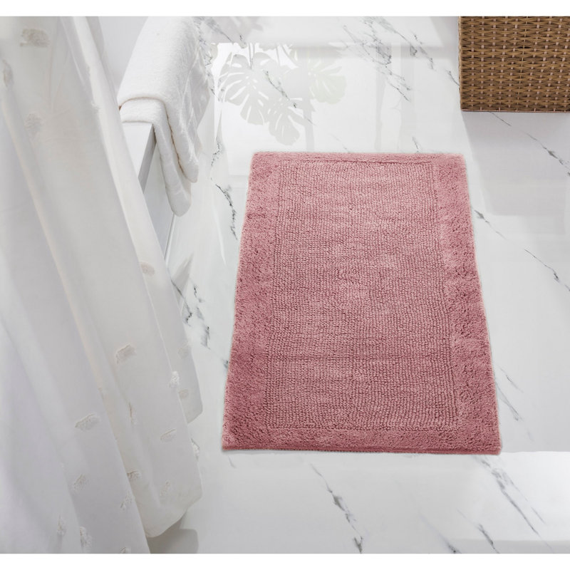 Jasmyne 100% Cotton Durable Tufted Machine Washable Bathroom Rug, 24" x 40" Rectangle, Pink