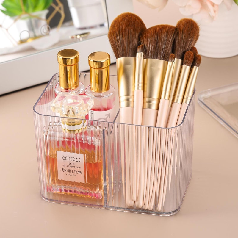 Holder Dispenser 3-Section Clear Bathroom Organizer
