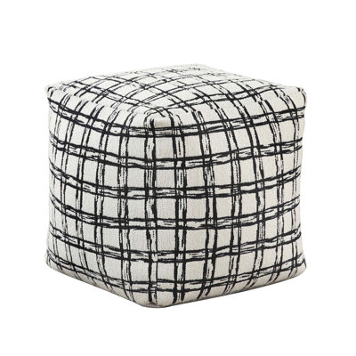Modern Square Pouf Patterned Fabric Upholstered Ottoman, Non-Slip Floor Pouf For Versatile Seating And Comfort
