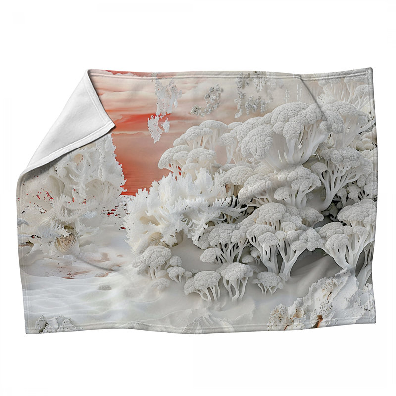 Jeté en molleton Coral - Jetés naturels pour canapés ou lits, L 50 po x L 60 po