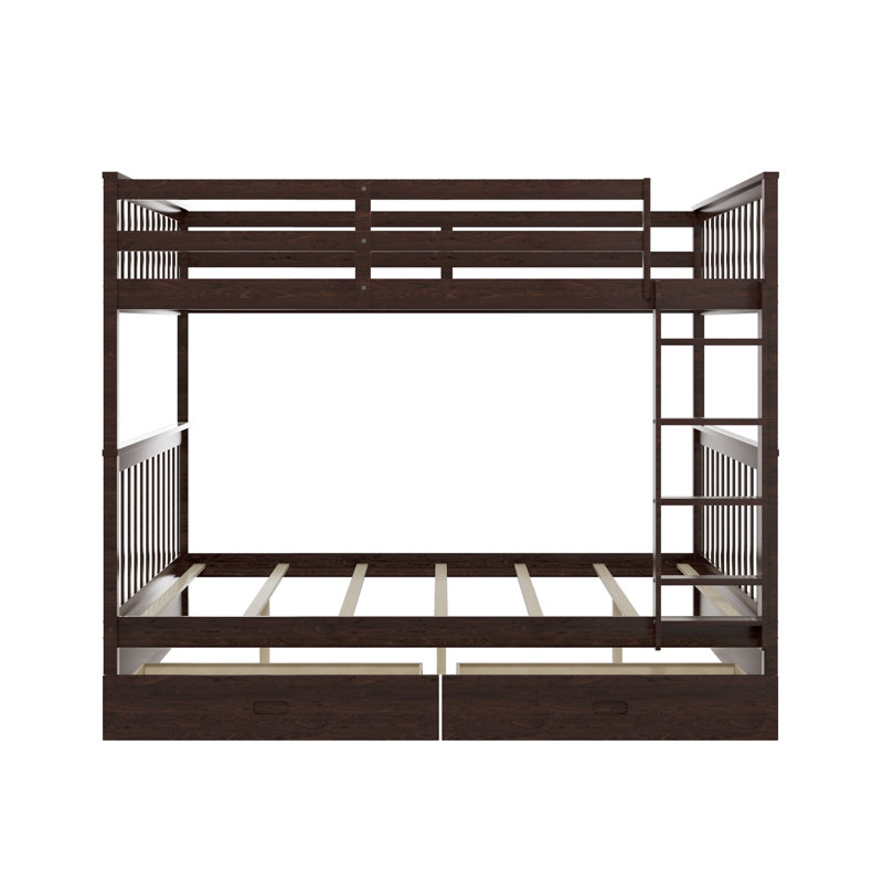 Ermagene Kids Full Over Full Bunk Bed, Espresso