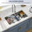 36" L Undermount Kitchen Sink Lower Divider Double Bowl 16 Gauge Stainless Steel Kitchen Sink