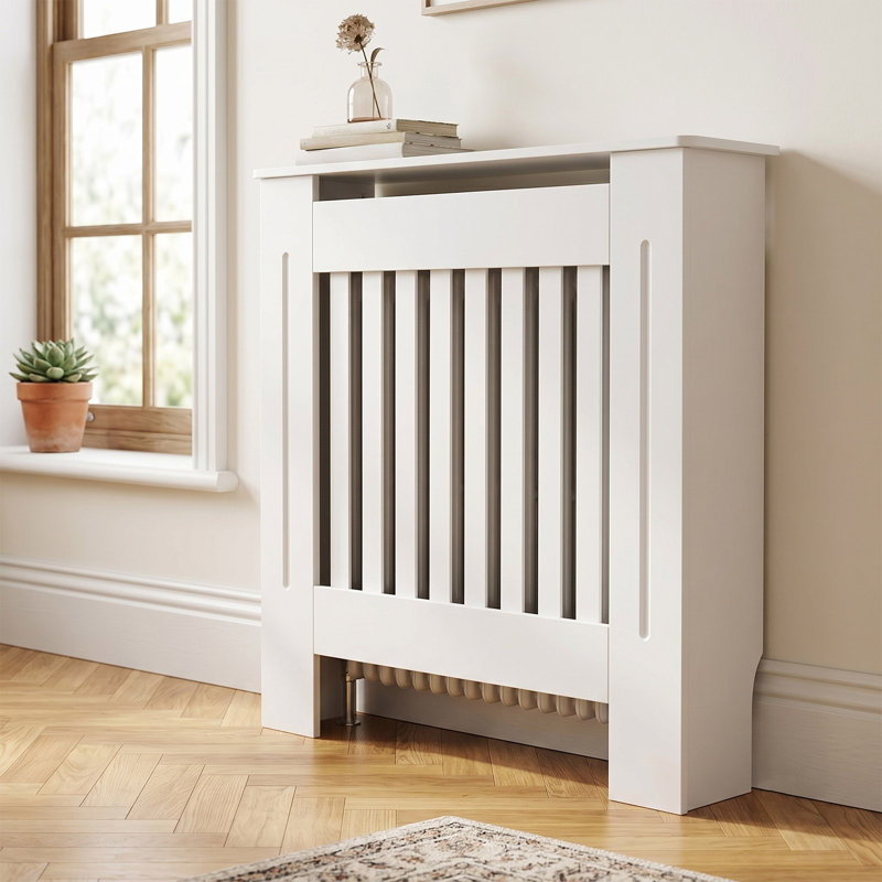 Modern Vertical Slat Radiator Cover, 83cm H x 78cm W x 19cm D