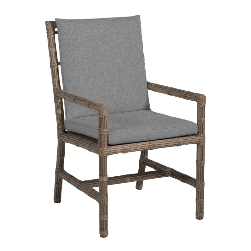 Newport Patio Dining Armchair with Cushions, No Welt, Newport #66 Burlap, Verona Mist