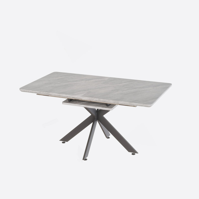 Helsel 62.4"-78.15" Extendable Dining Table with X-Legs, Gray