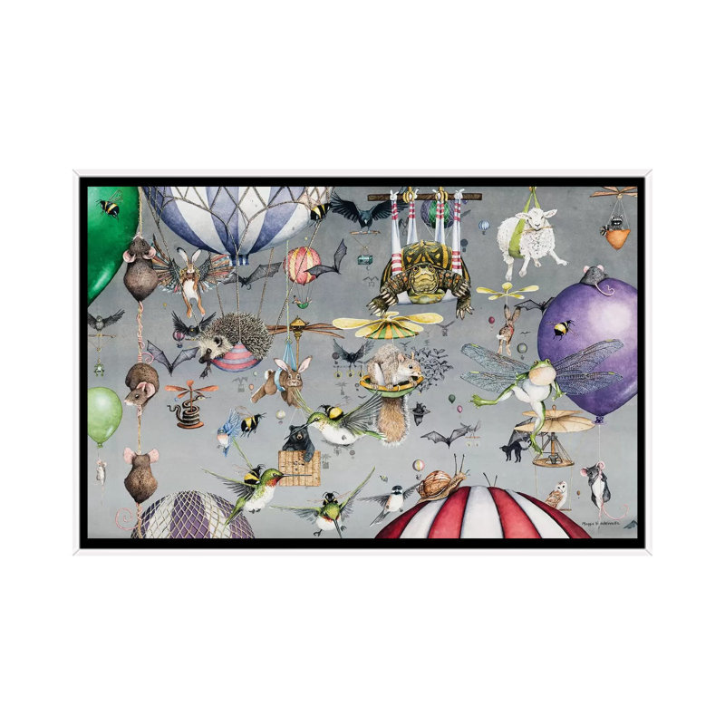 Impression d’art graphique, "Egress" par Maggie vandewalle, H 26 po x l 40 po x 1,5 po, Toile blanche encadrée, Pas de tapis