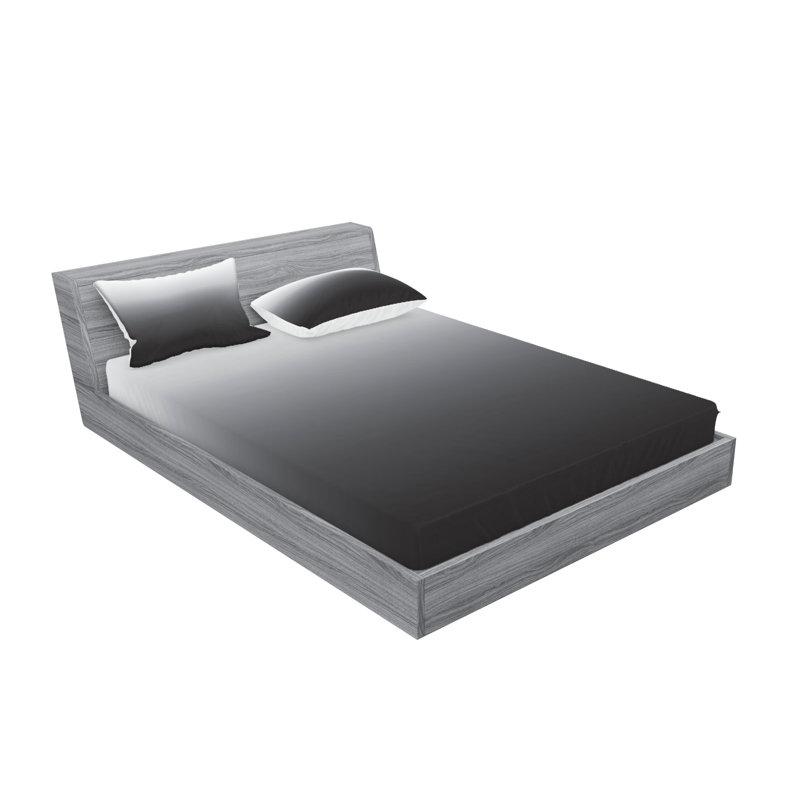 Ambesonne Ombre Fitted Sheet & Pillow Sham  Set,  Grey White, Full Sheet Set with 4 Pillowcases