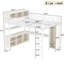 Grand lit mezzanine en métal blanc avec grain de bois avec bureau et garde-robe, pratique pour les chambres d'adolescent, facile à assembler en L-1616267637