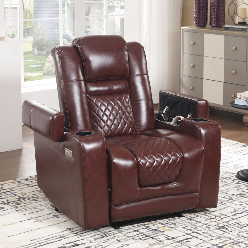 Fauteuil inclinable Barbre, Similicuir brun