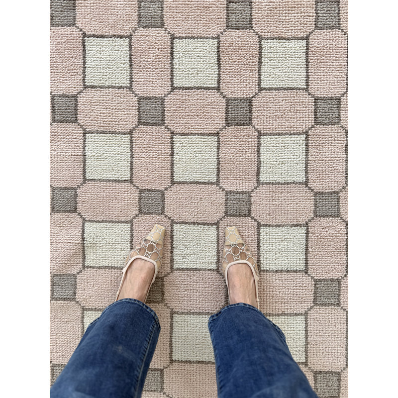 Hand Knotted Wool Geometric Area Rug, Square 10'