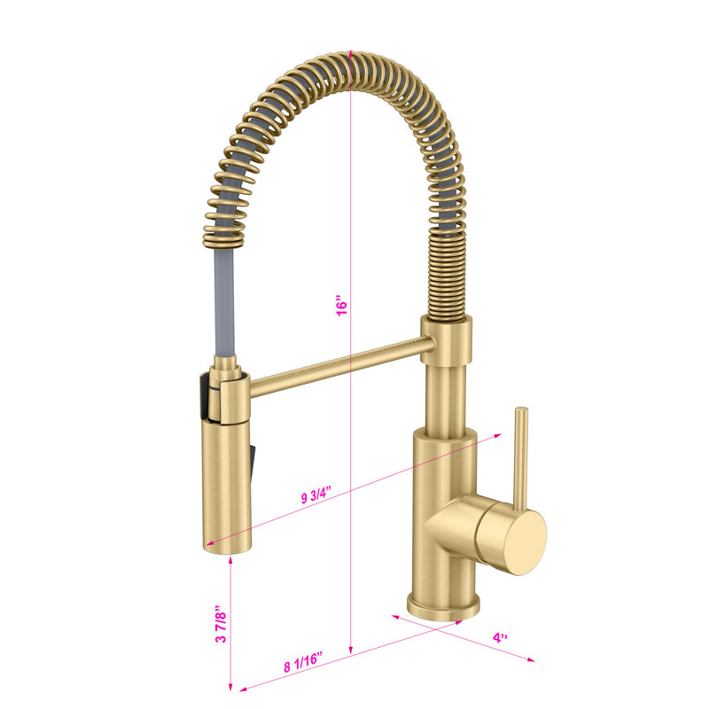 Vetta Pull Out Kitchen Faucet, Gold