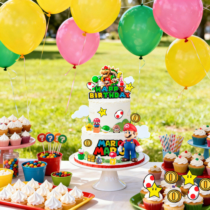 Décoration de gâteau Mario, ensemble de gâteau 32 pièces Mario
