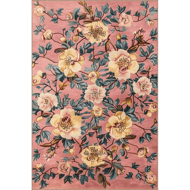 Tapis décoratif lavable à la machine à motif floral rose et multicolore Paris Collection Paris