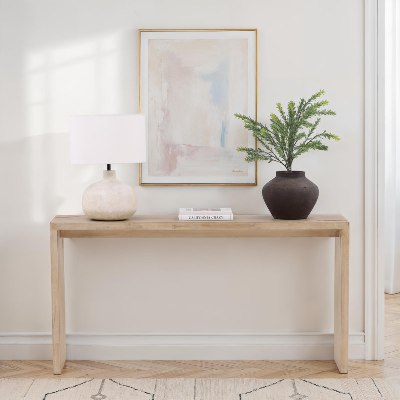 Console en bois massif 63 po Evie, Marron clair