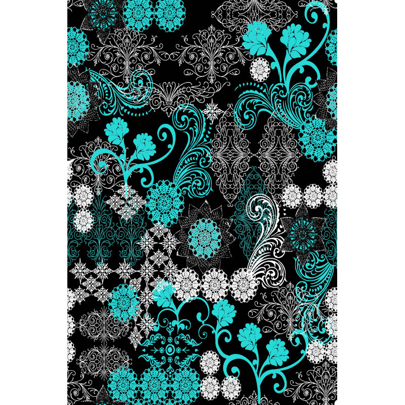 Tapis luxueux 100% polyester 5,2 x 7,5 pi, hauteur des poils de 0,4 po | Antibactérien, points antidérapants en PVC, lavable à la machine | Élégante impression numérique en 3D, parfaite pour le décor du salon et de la chambre à coucher
