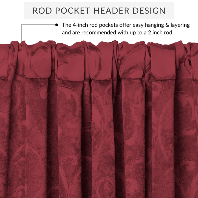 Rouge Jacquard Tassel Scalloped Window Valance