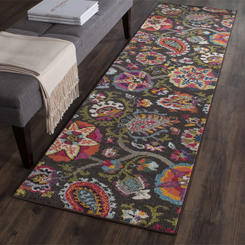 Tapis à motif cachemire Chana Performance, Tapis de couloir 2 pi 2 po x 12 pi