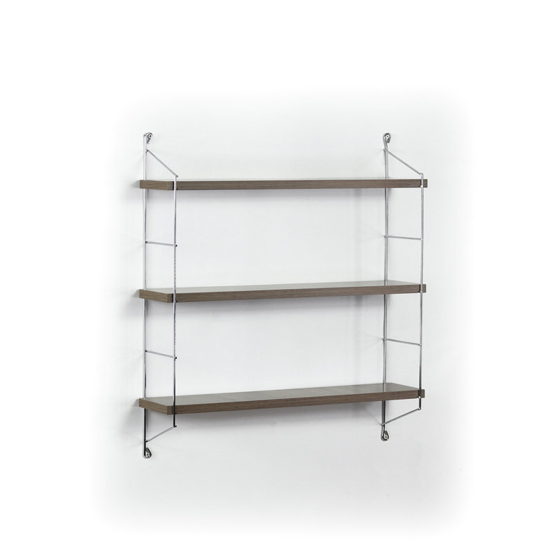 Étagère murale à 3 niveaux en bois massif - rustique avec support en métal pour livres, livres de collection flottants, Noyer