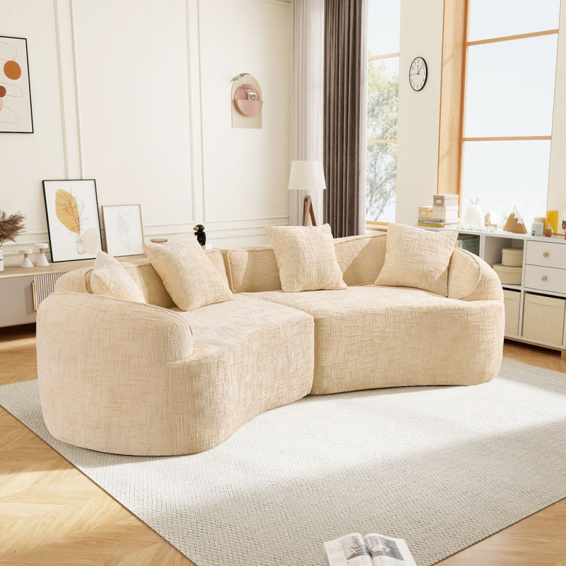 Canapé modulaire incurvé 109,45 po sans assemblage pour de multiples cas de figure, Beige