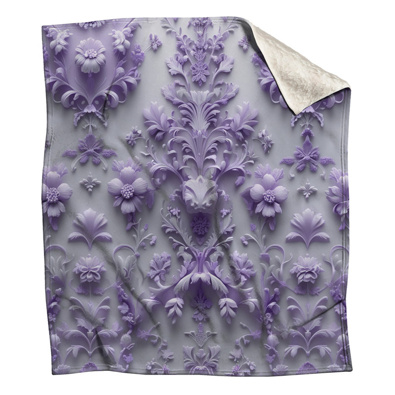 Couvertures lavande à motif floral, L 50 po x H 60 po