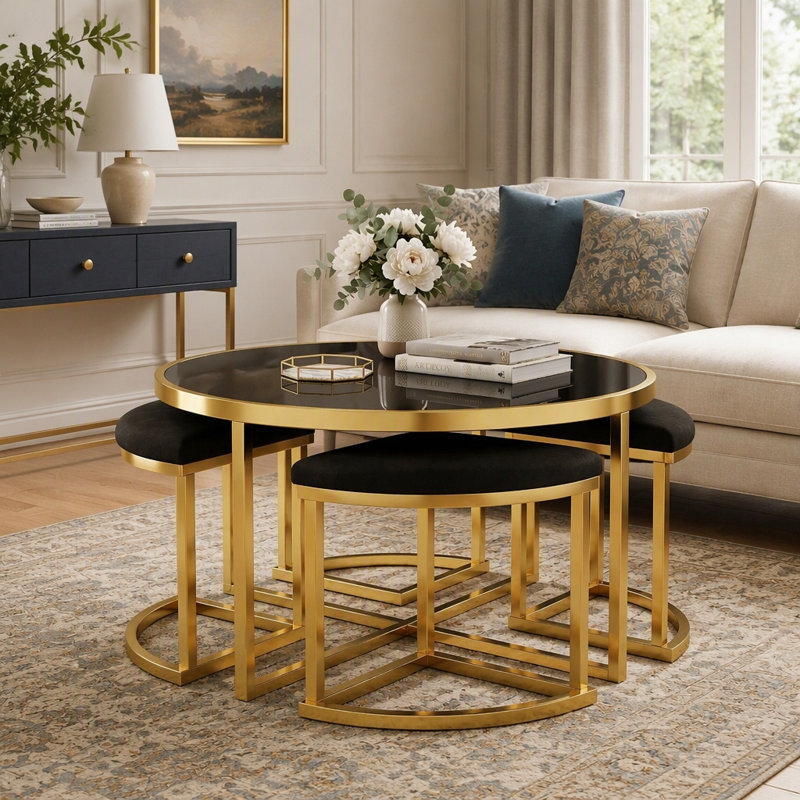 Tempered Glass Top Nesting Coffee Table