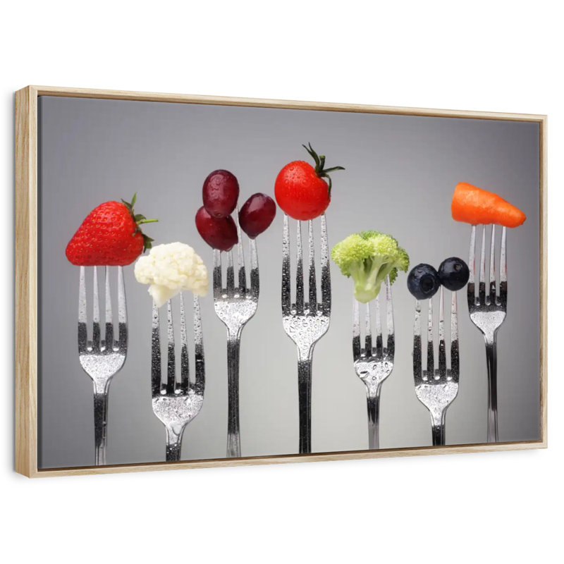 Alimentation saine, 40 po x 27 po, Cadre flottant en bois naturel