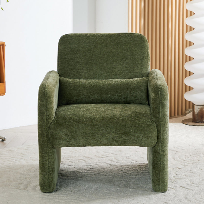 Upholstered Armchair, Green Chenille
