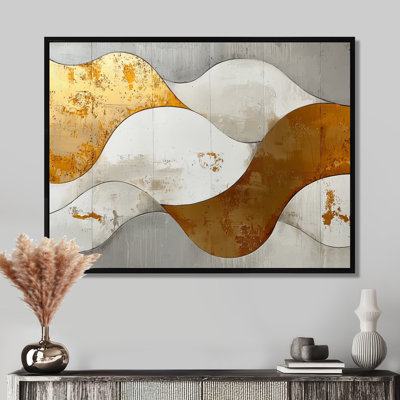 Ognen, bosquet abstrait d'introspection en or et blanc III - art abstrait de vagues modernes