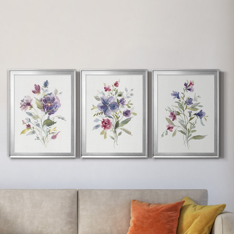 «Color Variety I», ensemble de 3 cadres photo, H 22,5 po x l 91,5 po x P 1,5 po, Toile encadrée argentée