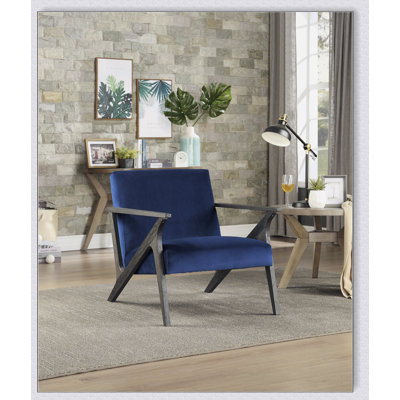 Navy Velvet Armchair with 4 Legs