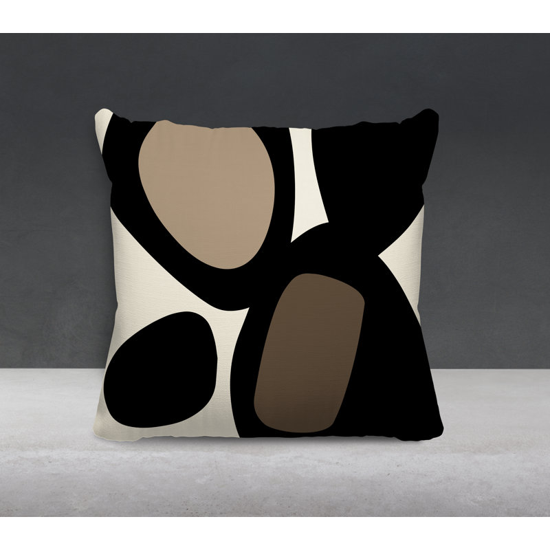 Lara Abstract Outdoor Reversible Throw Pillow, Off White, 15" x 15"