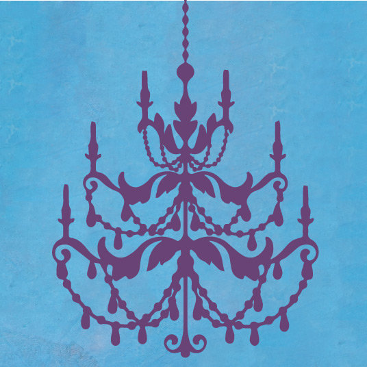 Décalcomanie murale lustre française, Violet, H 24 po x l 16 po x P 0,01 po
