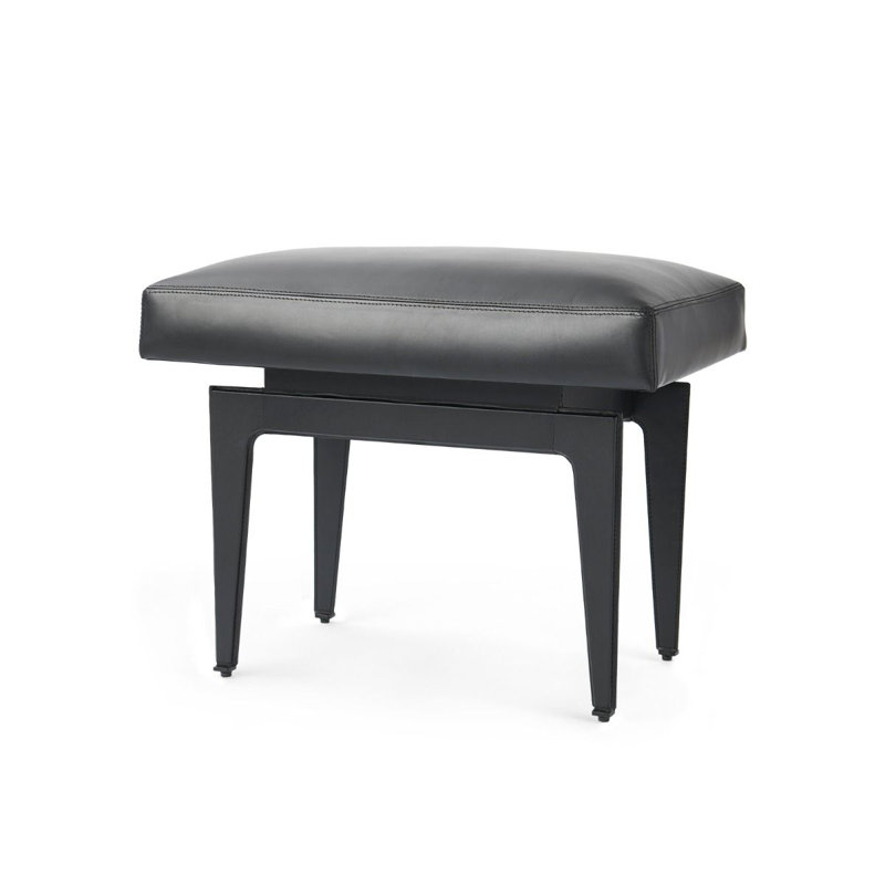 Winston Leather Accent Stool, Black