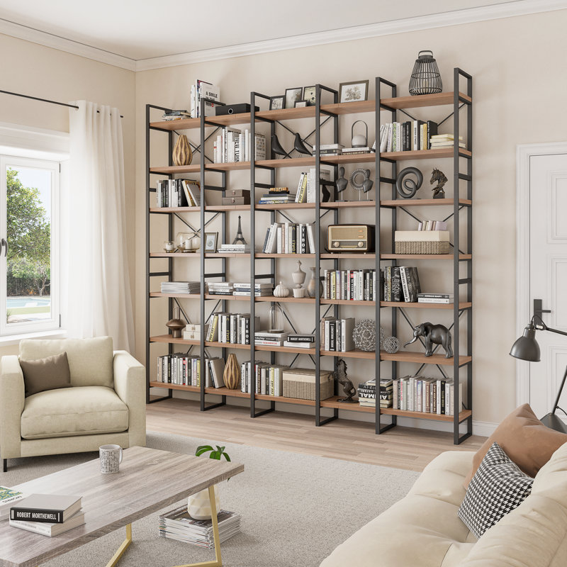 Lotus 7-tier Walnut Color Etagere Display Bookshelves