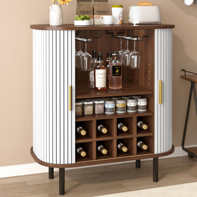 28'' Modern Bar Cabinet, Wine Cabinet Sideboard Buffet With Wine Glass Holder & Wine Rack
