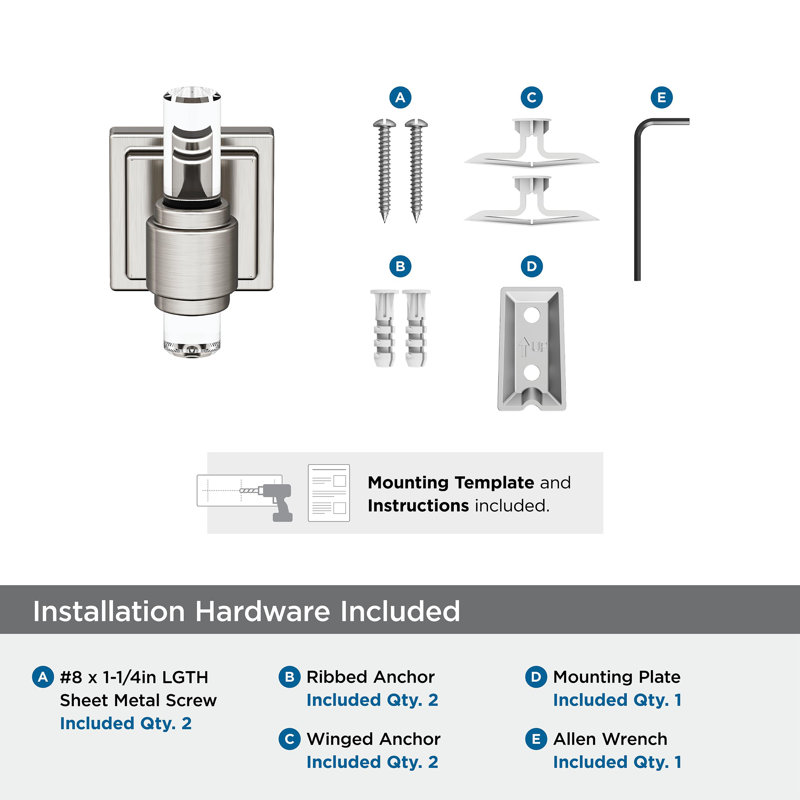Glacio Single Prong Clear/Brushed Nickel Robe Hook, Clear/Brushed Nickel